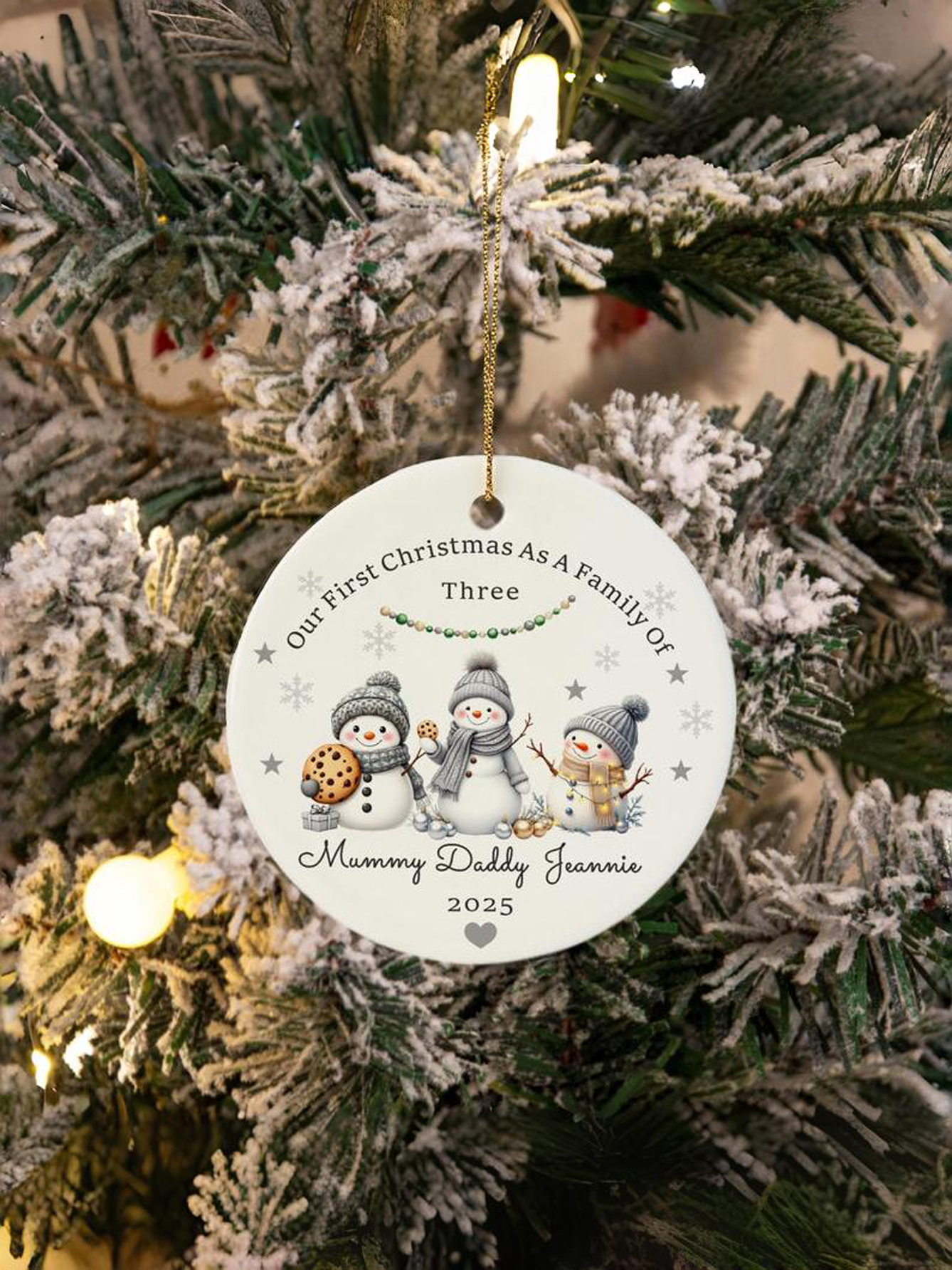 Personalized Snowman Family Christmas Ornament
